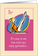 Gymnast Congratulations Gymnastics on Pink with Butterfly card