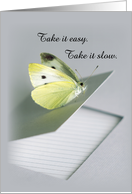 Fibromyalgia Get Well with Butterfly on Notebook Support card