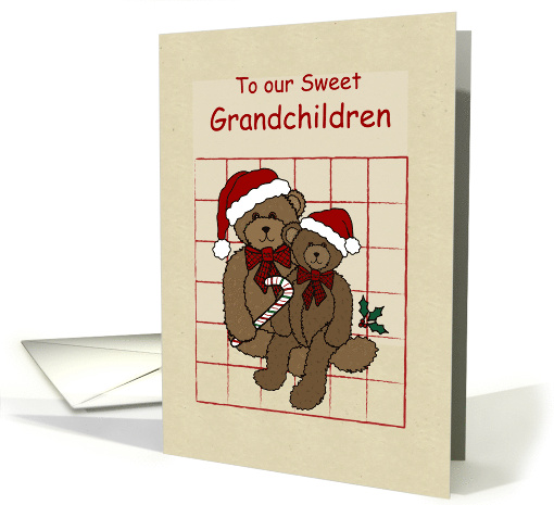 Grandchildren Teddy Bears Wishing Happy Holidays card (538972)