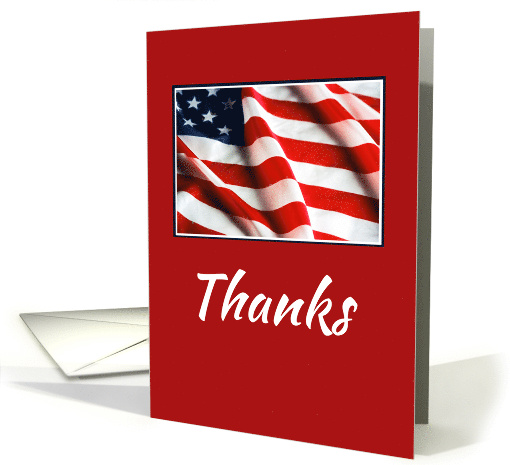 Thank You to Military Veteran Patriotic American Flag on Red card