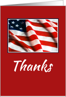 Thank You to Military Veteran Patriotic American Flag on Red card