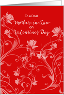 Mother in Law Valentines Day with Flowers and Leaves on Red card
