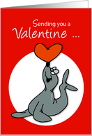 Kid Valentine Seal with Red Heart card