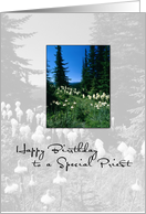 Priest Birthday Priest with Trees and Flowers card