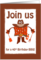 40th Birthday Invitation for a Western Barbeque card