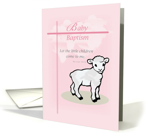 Baptism Baby Girl Pink Lamb card (594570)