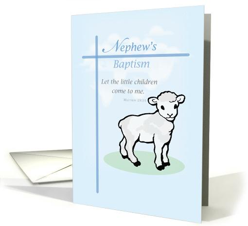 Nephew Baptism Blue Lamb card (596851)