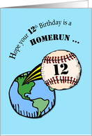 12th Birthday Baseball Home Run Out of World card