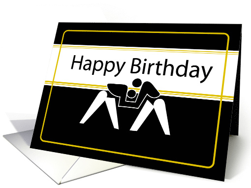 Wrestlers Happy Birthday Black gold card (632692)