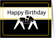 Wrestlers Happy Birthday Black gold card