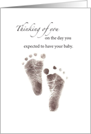 Sympathy Loss of Baby Footprints Black and White card