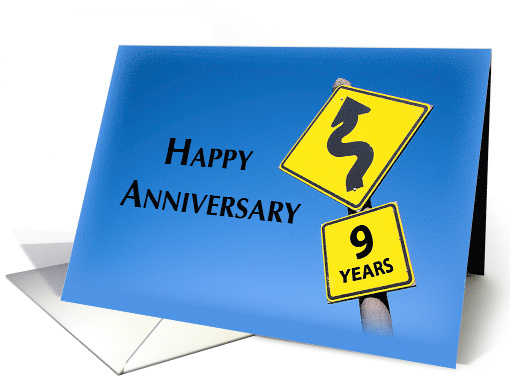 9th Year Employee Anniversary Business Congratulations Road Sign card