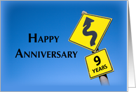 9th Year Employee Anniversary Business Congratulations Road Sign card
