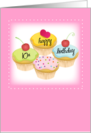 10th Birthday Pink Cupcakes card