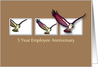 5 Year Employee Anniversary Congratulations with Birds Business card