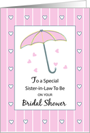 Sister-in-Law to Be Bridal Shower Pink Umbrella Hearts card
