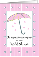 Goddaughter Bridal Shower with Pink Umbrella and Hearts card