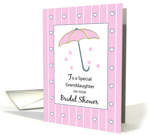 Granddaughter Bridal Shower Pink Umbrella Hearts card (683037)