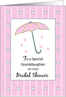 Granddaughter Bridal Shower Pink Umbrella Hearts card