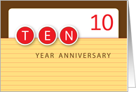 10 Year Employee Anniversary Congratulations card