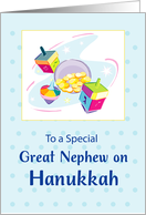 Great Nephew Hanukkah Blue With Dreidel and Gifts card