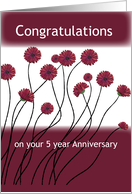 5 Year 12 Step Recovery Anniversary Flowers card