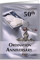50th Ordination Anniversary with Cross and Hosts card