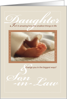 Daughter and Son in Law Baby Feet Congratulations card