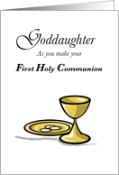 Goddaughter First Holy Communion with Hosts and Chalice card