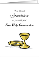 Grand Niece First Holy Communion with Hosts and Chalice card