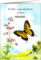 Nurse Thank You with Butterfly and Flowers card