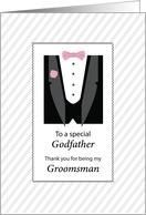 Godfather Thank You for Being Groomsman Rose Pink and Gray card