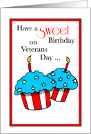 Patriotic Cupcakes Birthday on Veterans Day card