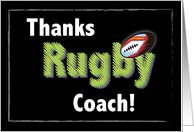 Rugby Coach Thank You with Ball card
