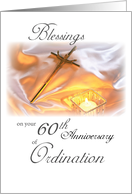 60th Anniversary of Ordination for Pastor Candle and Cross card