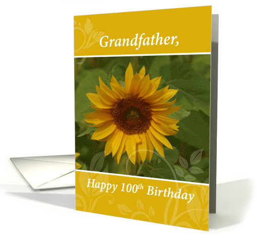 Grandfather 100th Year Sunflower Happy Birthday card (867186)