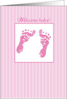Baby Girl Footprints Pink Congratulations card