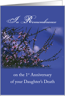 Remembrance 1st Anniversary Death of Daughter Religious card