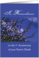 Remembrance 1st Anniversary Death of Sister Religious card