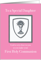 Daughter First Communion Silver-looking Chalice on Pink card