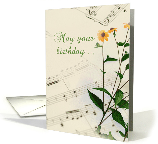 Music and Wildflowers on Birthday card (916727)