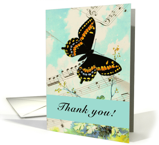 Thank You With Music and Butterfly card (916755)