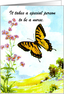 Happy Nurses Day with Butterfly and Wildflowers card