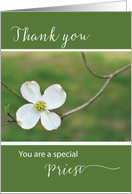 Thank You Catholic Priest Dogwood Blossom Flower Green White card