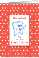 Lost First Tooth Congratulations Orange Dots card