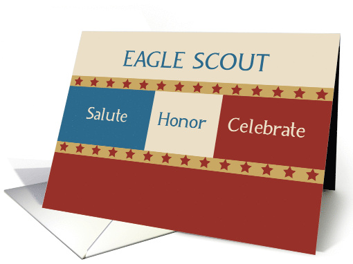 Eagle Scout Congratulations Red Blue Taupe Color Blocks... (962397)