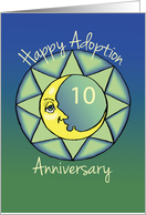 10th Adoption Anniversary Happy Sun on Green and Blue card