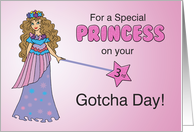 Princess on 3rd Adoption Gotcha Day Pink and Purple Sparkle Look Wand card