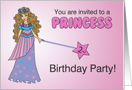 2nd Princess Birthday Party Invitation Pink Purple with Sparkly Look card