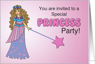 Princess Party Invitation Pink Purple Sparkly Look card